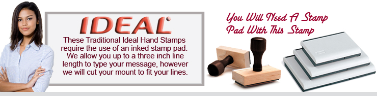 Rubber Ink Stampers with Handle by Ideal Stamp at Wholesale. These Ideal Address and Message Handle Rubber Ink Stampers are available in many sizes